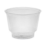 Pactiv Evergreen EarthChoice Recycled Clear Plastic Sundae Dish, 8 oz, 4" Diameter x 3" h, Clear, 60/Bag, 15 Bags/Carton (YPS8C)