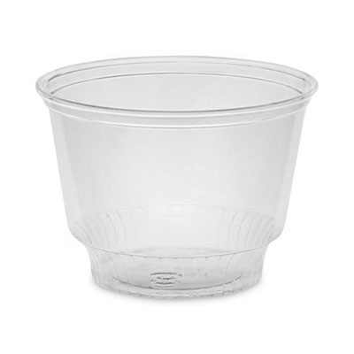 Pactiv Evergreen EarthChoice Recycled Clear Plastic Sundae Dish, 8 oz, 4" Diameter x 3" h, Clear, 60/Bag, 15 Bags/Carton (YPS8C)
