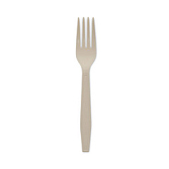 Pactiv Evergreen EarthChoice PSM Cutlery, Heavyweight Fork, Plastic, Tan, 1,000/Carton (YPSMFTEC)