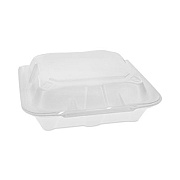 Pactiv Evergreen Vented Foam Hinged Lid Container, Dual Tab Lock Economy, 8.4 x 8 x 3, White, 150/Carton (YTD18801ECON)