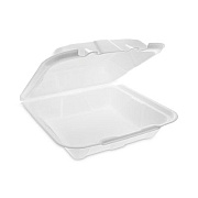 Pactiv Evergreen Vented Foam Hinged Lid Container, Dual Tab Lock Economy, 9.1 x 9 x 3.3, White, 150/Carton (YTD19901ECON)
