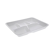 Pactiv Evergreen Foam School Trays, 5-Compartment Tray, 8.25 x 10.5 x 1, White, 500/Carton (YTH10500SGBX)