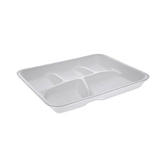 Pactiv Evergreen Foam School Trays, 5-Compartment Tray, 8.25 x 10.5 x 1, White, 500/Carton (YTH10500SGBX)