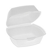 Pactiv Evergreen Foam Hinged Lid Container, Single Tab Lock, 5 x 5 x 2.5, White, 500/Carton (YTH100790000)