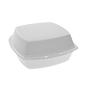 Pactiv Evergreen Foam Hinged Lid Container, Single Tab Lock, 6 x 6 x 3, White, 500/Carton (YTH100800000)