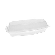 Pactiv Evergreen Foam Hinged Lid Container, Single Tab Lock Hot Dog, 7.25" x 3" x 2", White, 504/Carton (YTH100980000)