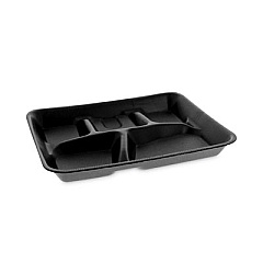 Pactiv Evergreen Foam School Trays, 5-Compartment Tray, 8.25 x 10.25 x 1, Black, 500/Carton (YTHB0500SGBX)