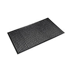 Crown Safewalk-Light Wet/Oily Floor Anti-Fatigue Drainage Mats, 0.5" Thick, 36" x 10 ft, Black Perforated Surface (WSCT31BK)