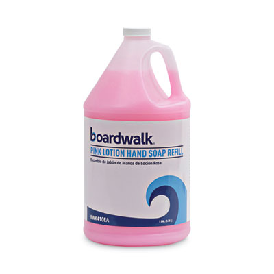Boardwalk Mild Cleansing Pink Lotion Hand Soap Refill, Cherry Scent, 1 gal Bottle, 4/Carton (410CT)