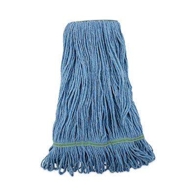 Boardwalk Super Loop Wet Mop Head, Cotton/Synthetic Fiber, 1" Headband, Medium Size, Blue, 12/Carton (502BLNBCT)