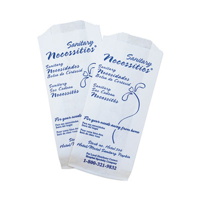 HOSPECO Necessities Hotel Courtesy Disposal Bags, 4" x 1.75" x 9", White/Blue, 500/Carton (HOTEL500)