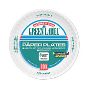 AJM Packaging Corporation Green Label Coated Paper Plates, 6" dia, White, 100/Pack, 12 Packs/Carton (PP6GRAWH)