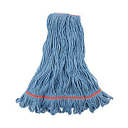 Boardwalk Super Loop Wet Mop Head, Cotton/Synthetic Fiber, 1" Headband, Large Size, Blue, 12/Carton (503BLNB)