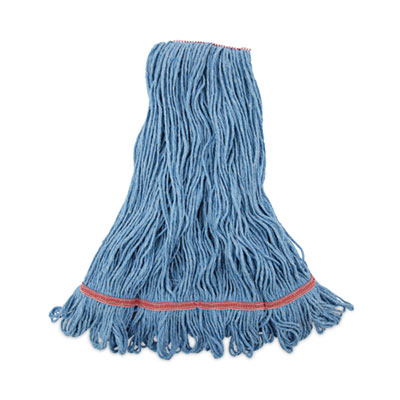 Boardwalk Super Loop Wet Mop Head, Cotton/Synthetic Fiber, 1" Headband, Large Size, Blue, 12/Carton (503BLNB)