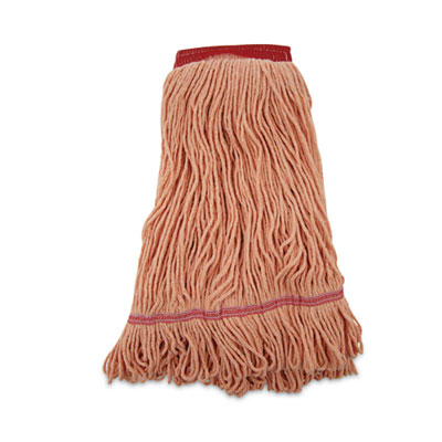 Boardwalk Super Loop Wet Mop Head, Cotton/Synthetic Fiber, 5" Headband, Large Size, Orange, 12/Carton (503OR)