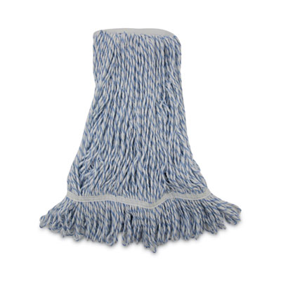 Boardwalk Floor Finish Mop Head, Narrow, Rayon/Polyester, Medium, White/Blue Stripes, 12/Carton (542CT)