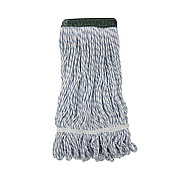 Boardwalk Floor Finish Mop Head, Wide, Rayon/Polyester, Medium, White/Blue Stripes, 12/Carton (552)