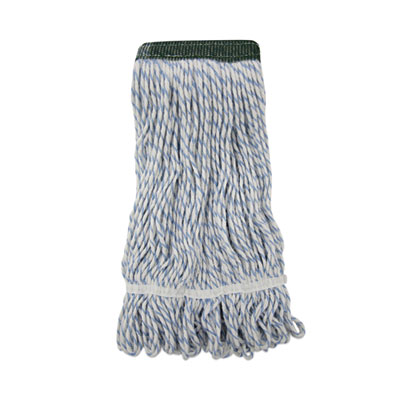 Boardwalk Floor Finish Mop Head, Wide, Rayon/Polyester, Medium, White/Blue Stripes, 12/Carton (552)