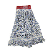 Boardwalk Floor Finish Mop Head, Wide, Rayon/Polyester, Large, White/Blue Stripes, 12/Carton (553)