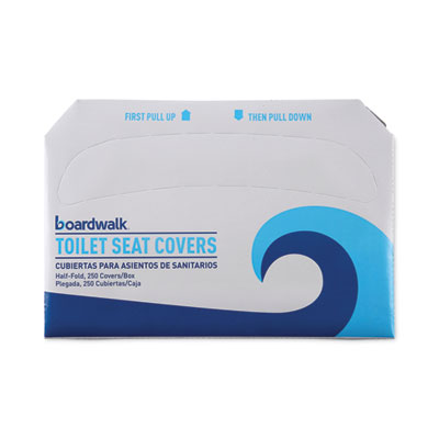 Boardwalk Premium Half-Fold Toilet Seat Covers, 14.17 x 16.73, White, 250/Sleeve, 4 Sleeves/Carton (K1000B)