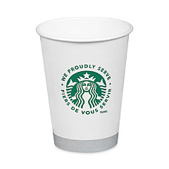Hot Cups, 12 oz, Paper, White with Green Starbucks Logo, 1,000/Carton (11098806)
