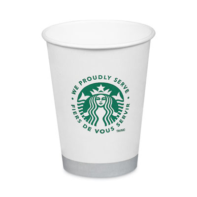 Hot Cups, 12 oz, Paper, White with Green Starbucks Logo, 1,000/Carton (11098806)