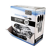 Dispens-a Spoon, Individually Wrapped, Mediumweight Spoon, Plastic, Black, 100/Box (BEP90206)