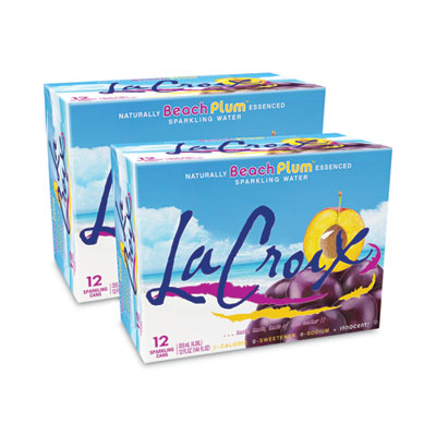 LaCroix Sparkling Water, Beach Plum, 12 oz Can, 12 Cans/Pack, 2 Packs/Carton (NAV40114)