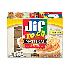Jif To Go Spreads, Natural Creamy Peanut Butter, 1.5 oz Cup, 8/Box (24307)