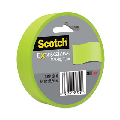 Scotch Expressions Masking Tape, 3" Core, 0.94" x 20 yds, Lemon Lime (3437GRN)