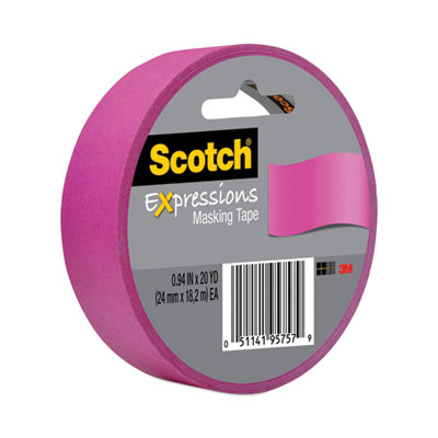 Scotch Expressions Masking Tape, 3" Core, 0.94" x 20 yds, Fuchsia (3437PNK)
