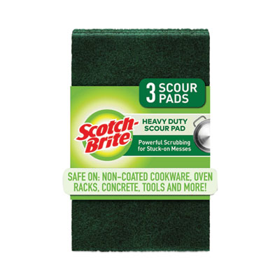 Scotch-Brite Heavy-Duty Scouring Pad, 3.8 x 6, Green, 10/Carton (22310CT)