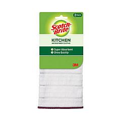 Scotch-Brite Kitchen Cleaning Cloth, Microfiber, 11.4 x 12.4, White, 2/Pack, 12 Packs/Carton (90322)