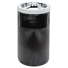 Rubbermaid Commercial SMOKING URN WITH ASHTRAY AND METAL LINER, 2 GAL, 19.5H X 12.5 DIA, BLACK (258600BLA)