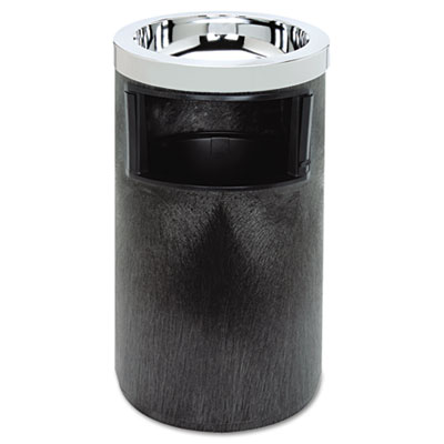Rubbermaid Commercial SMOKING URN WITH ASHTRAY AND METAL LINER, 2 GAL, 19.5H X 12.5 DIA, BLACK (258600BLA)