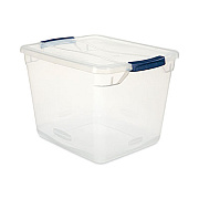 Rubbermaid Clever Store Basic Latch-Lid Container, 7.5 gal, 13.37" x 18.75" x 10.5", Clear (RMCC300014)