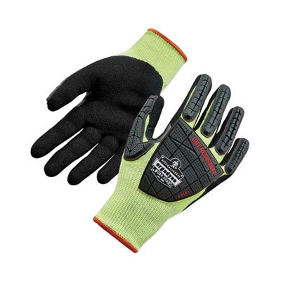 ergodyne ProFlex 7141 ANSI A4 DIR Nitrile-Coated CR Gloves, EN388: 4X42DP, 9" Long, Small, Lime, 72 Pairs/Carton (17832)