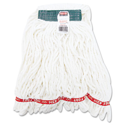 Rubbermaid Commercial Web Foot Shrinkless Looped-End Wet Mop Head, Cotton/Synthetic, Medium, White (A21206WHI)