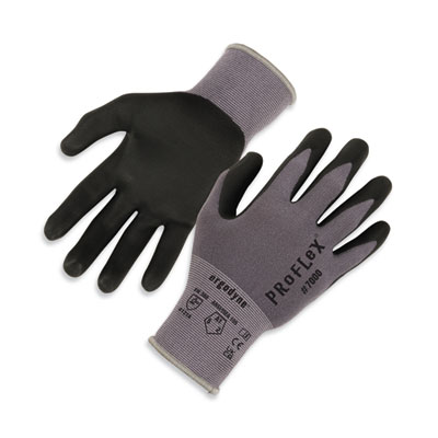 ergodyne ProFlex 7000 Nitrile-Coated Gloves Microfoam Palm, EN388: 4121A, 9" Long, XX-Large, Gray, Pair (10376)