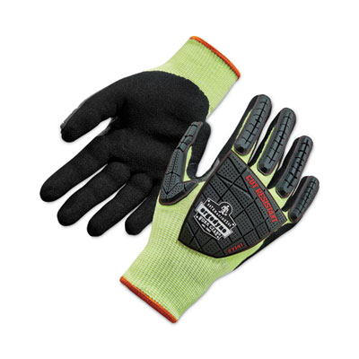 ergodyne ProFlex 7141 ANSI A4 DIR Nitrile-Coated CR Gloves, EN388: 4X42DP, 9" Long, X-Large, Lime, Pair (17915)