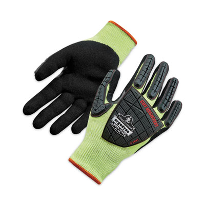 ergodyne ProFlex 7141 ANSI A4 DIR Nitrile-Coated CR Gloves, EN388: 4X42DP, 9" Long, Medium, Lime, Pair (17913)