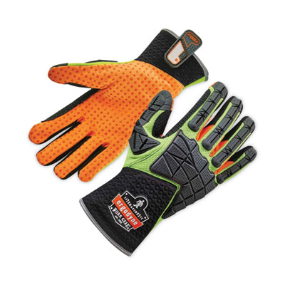 ergodyne ProFlex 925F(x) Standard Dorsal Impact-Reducing Gloves, EN388: 4121XP, Large, Black/Lime, Pair (17904)