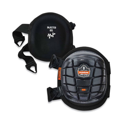 ergodyne ProFlex 355 Injected Gel Knee Pads, Short Cap, Buckle Closure, One Size Fits Most, Black, Pair (18455)