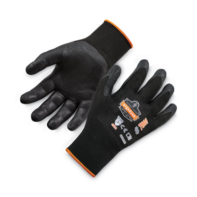 ergodyne ProFlex 7001 Nitrile-Coated Gloves, EN388: 4121X, 9" Long, Large, Black, Pair (17954)