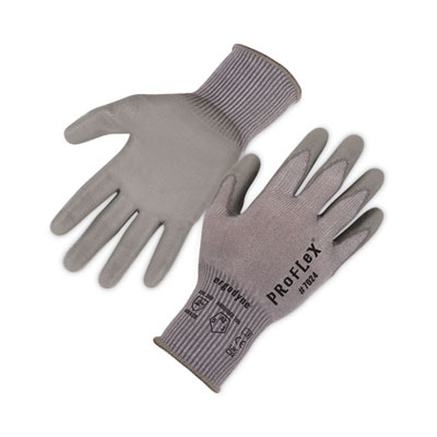 ergodyne ProFlex 7024 ANSI A2 PU Coated CR Gloves, EN388: 4X42B, 9" Long, X-Large, Gray, Pair (10405)