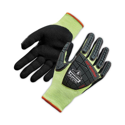 ergodyne ProFlex 7141 ANSI A4 DIR Nitrile-Coated CR Gloves, EN388: 4X42DP, 9" Long, Medium, Lime, 72 Pairs/Carton (17833)