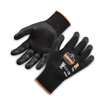 ergodyne ProFlex 7001 Nitrile-Coated Gloves, EN388: 4121X, 9" Long, Large, Black, 144 Pairs/Carton (17854)