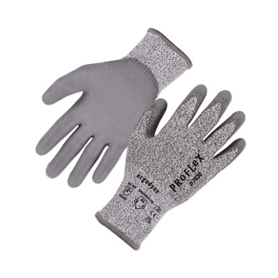 ergodyne ProFlex 7030 ANSI A3 PU Coated CR Gloves, EN388: 4X42C, 9" Long, Large, Gray, Pair (10464)