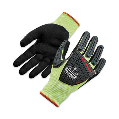 ergodyne ProFlex 7141 ANSI A4 DIR Nitrile-Coated CR Gloves, EN388: 4X42DP, 9" Long, Small, Lime, Pair (17912)