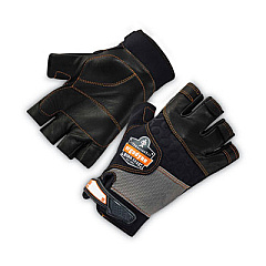 ergodyne ProFlex 901 Half-Finger Leather Impact Gloves, EN388: 3122X, X-Large, Black, Pair (17785)